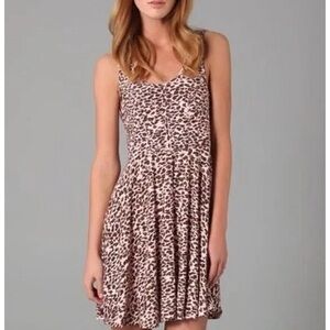 Free People Dress pink brown leopard print cheetah sleeveless fit and flare mini